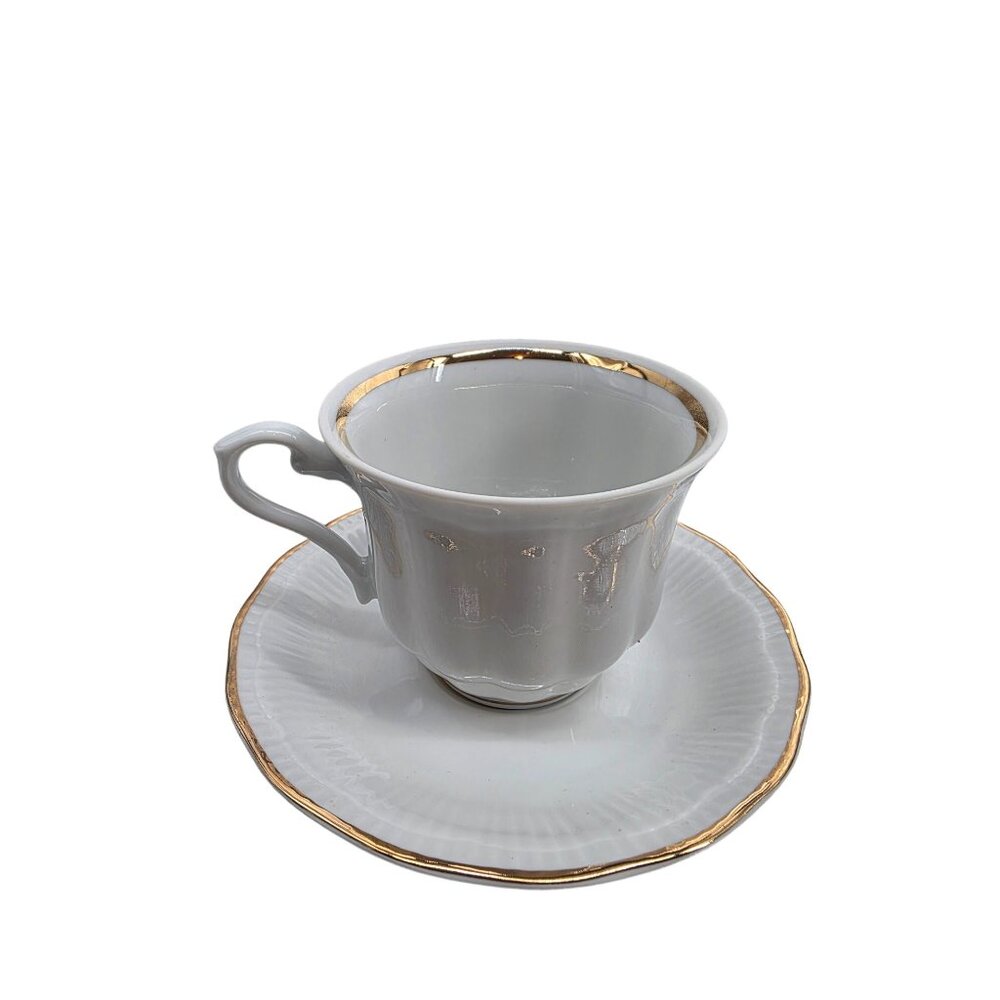 Wawel 56 Gold Rimmed Porcelain Teacup & Saucer Set